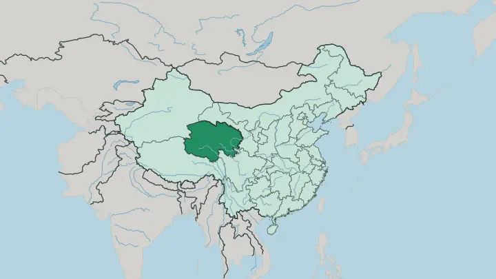 Map of Qinghai in China