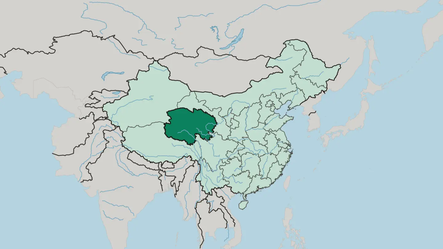 Map of Qinghai in China