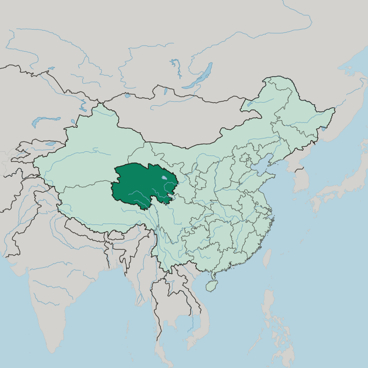 Map showing Qinghai — In China