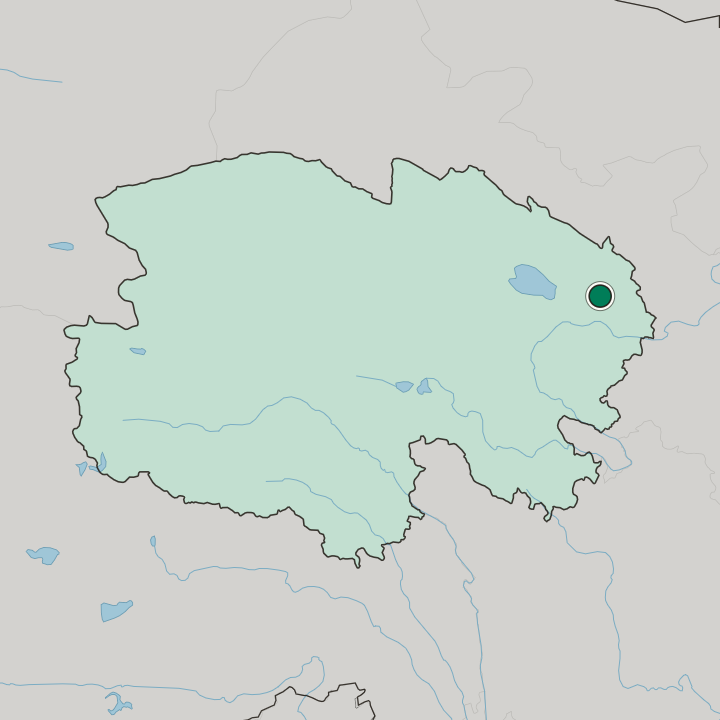 Map showing Xining — In Qinghai
