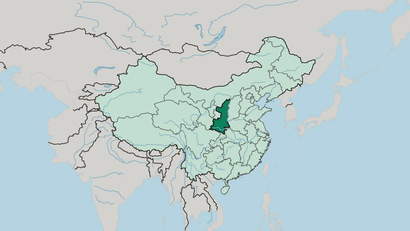 Map of Shaanxi in China