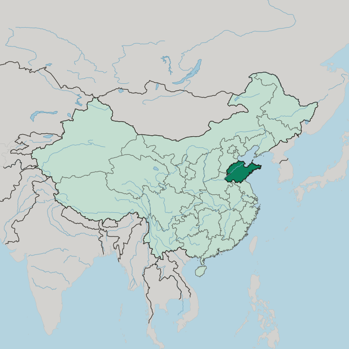 Map showing Shandong — In China