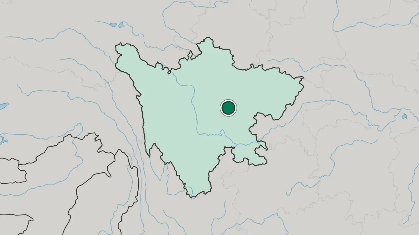 Map of Chengdu in China