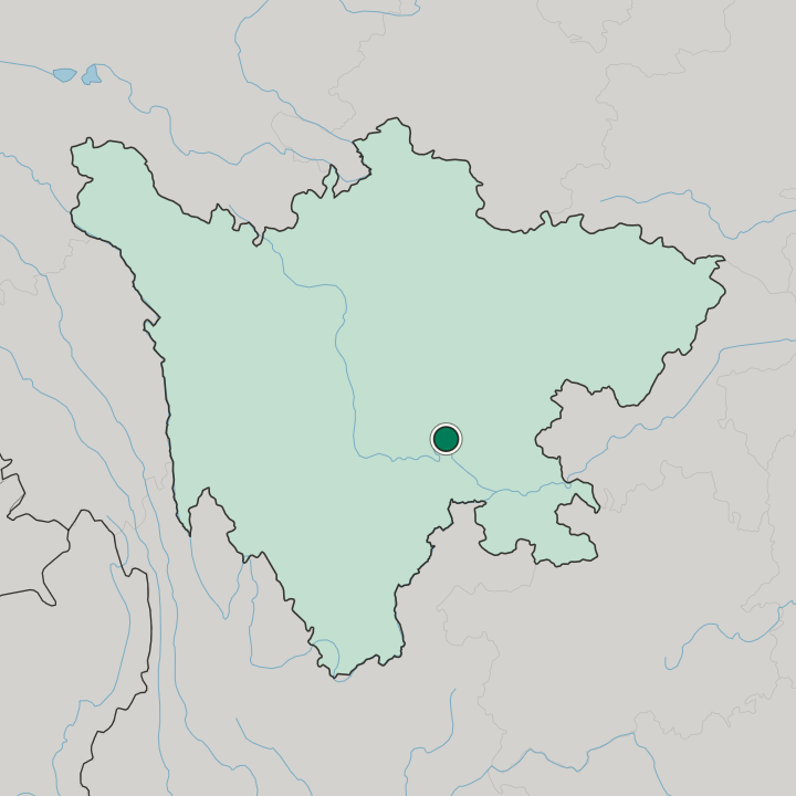 Map showing Leshan — In Sichuan