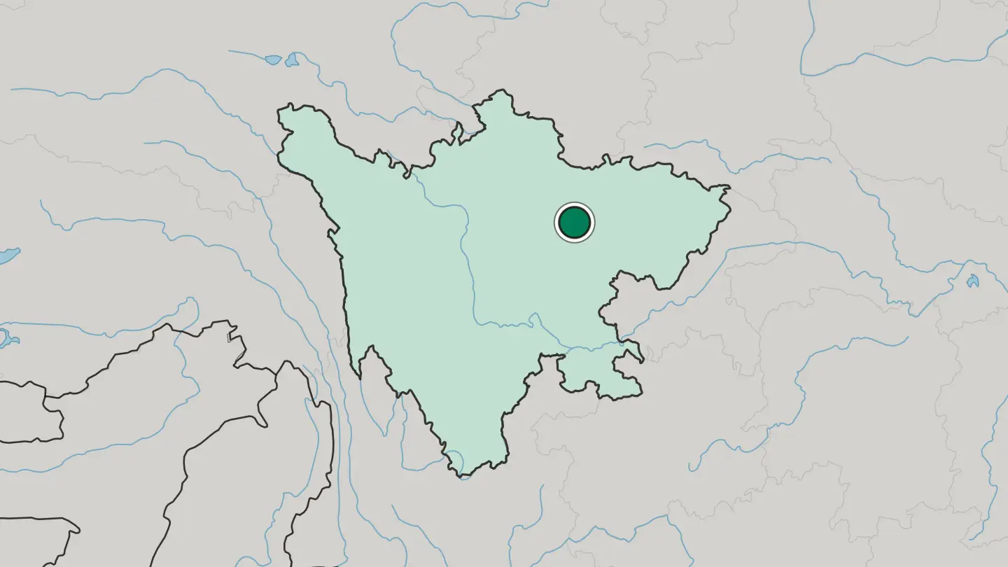 Map of Mianyang in China