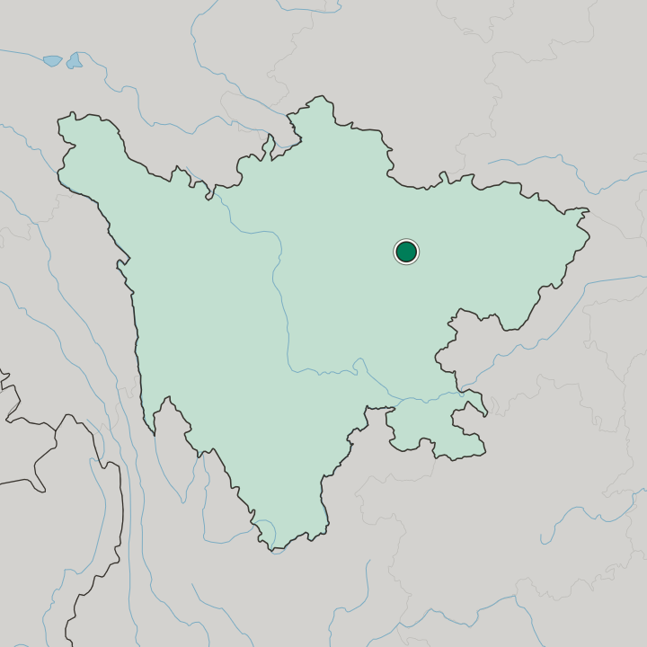 Map showing Mianyang — In Sichuan
