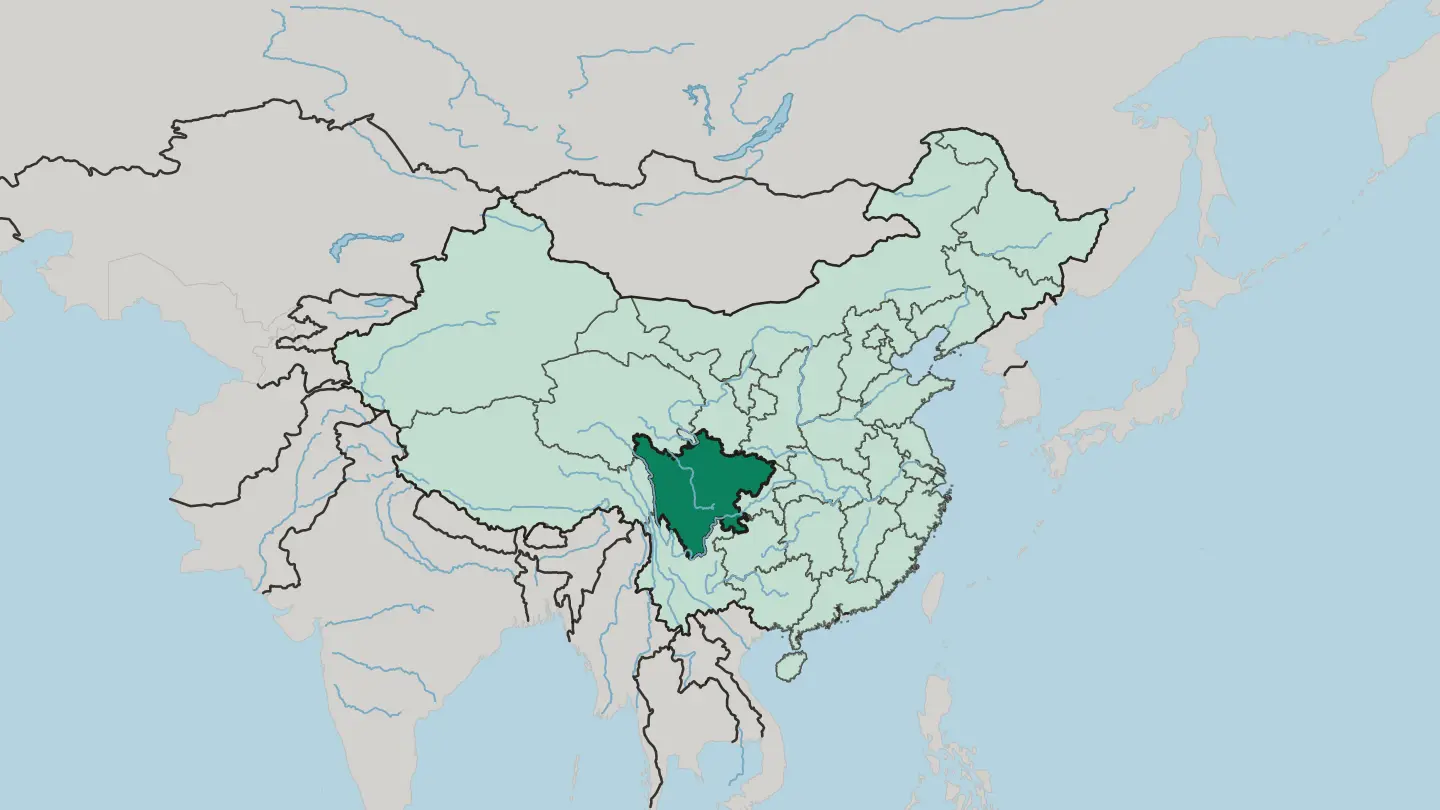 Map of Sichuan in China