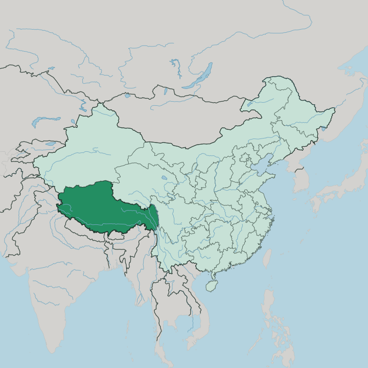 Map showing Tibet Autonomous Region — In China