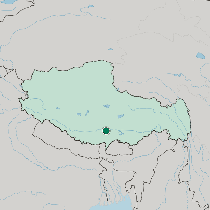 Map showing Rikaze — In Tibet Autonomous Region
