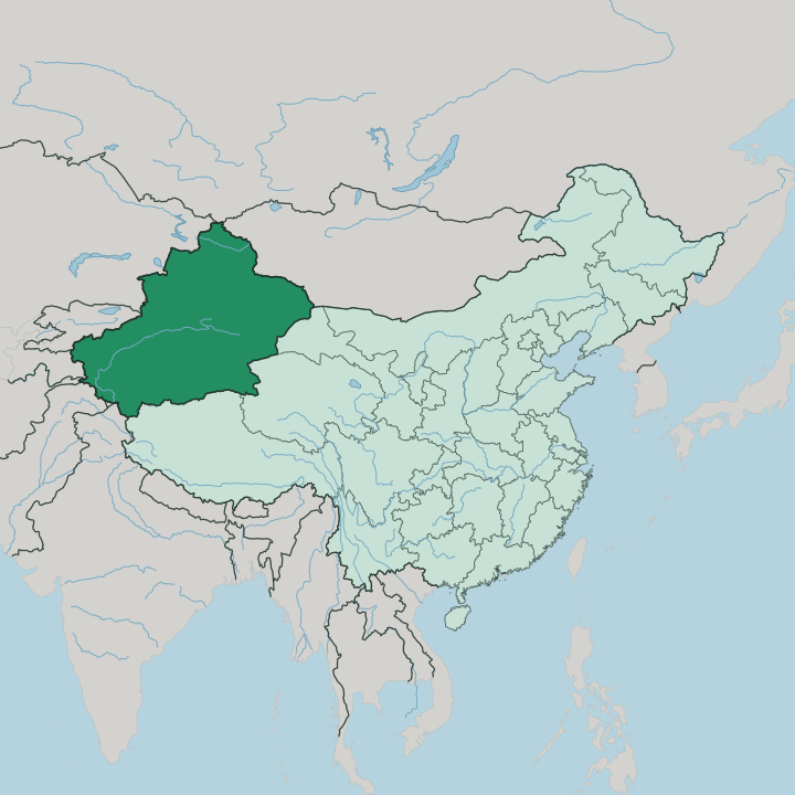 Map showing Xinjiang Uyghur Autonomous Region — In China