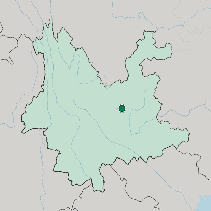 Map showing Kunming — In Yunnan