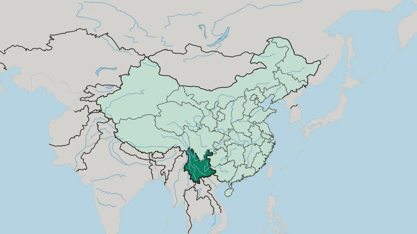 Map of Yunnan in China