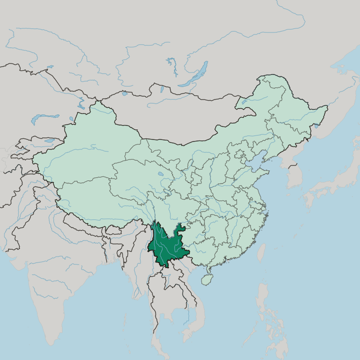 Map showing Yunnan — In China