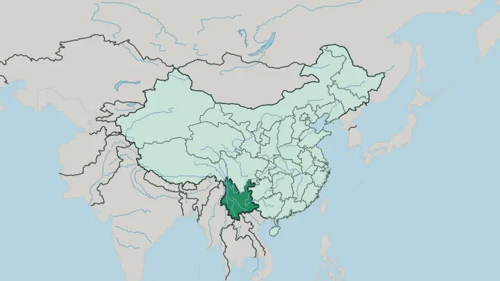 Map of Yunnan in China