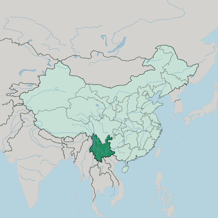 Map showing Yunnan — In China