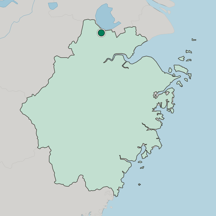 Map showing Huzhou — In Zhejiang