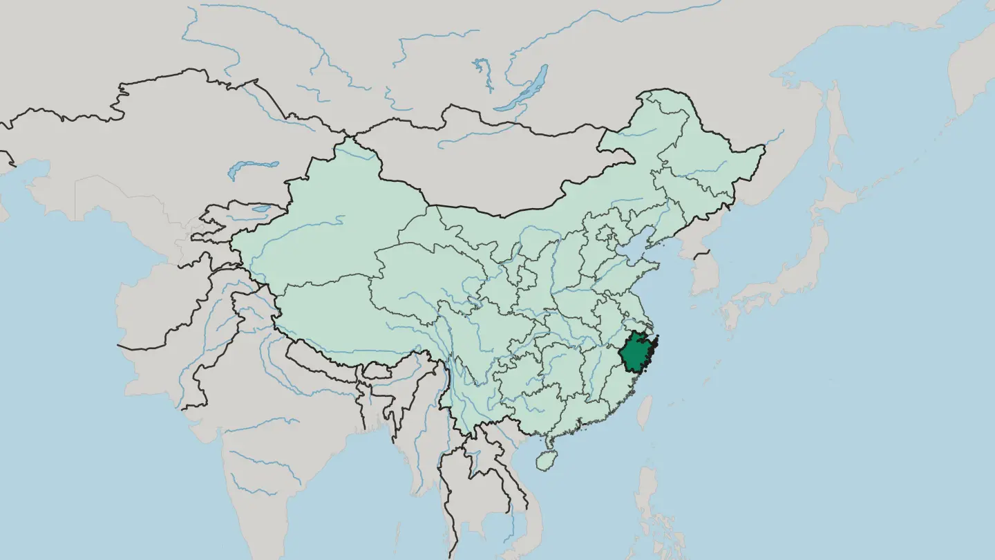 Map of Zhejiang in China