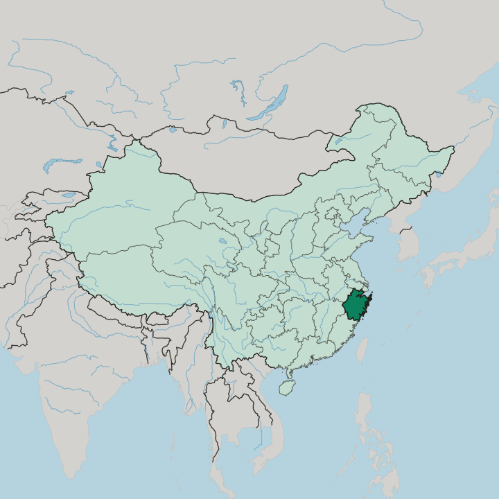 Map showing Zhejiang — In China