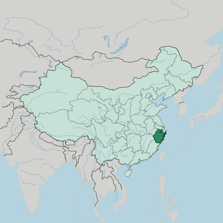 Map showing Zhejiang — In China