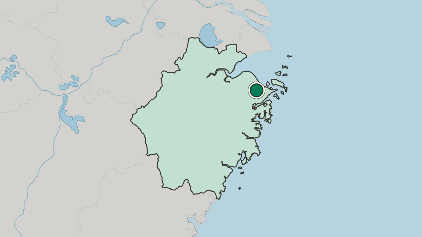 Map of Ningbo in China