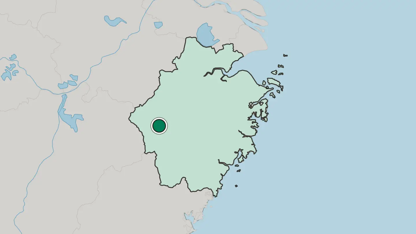Map of Quzhou in China
