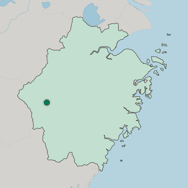 Map showing Quzhou — In Zhejiang