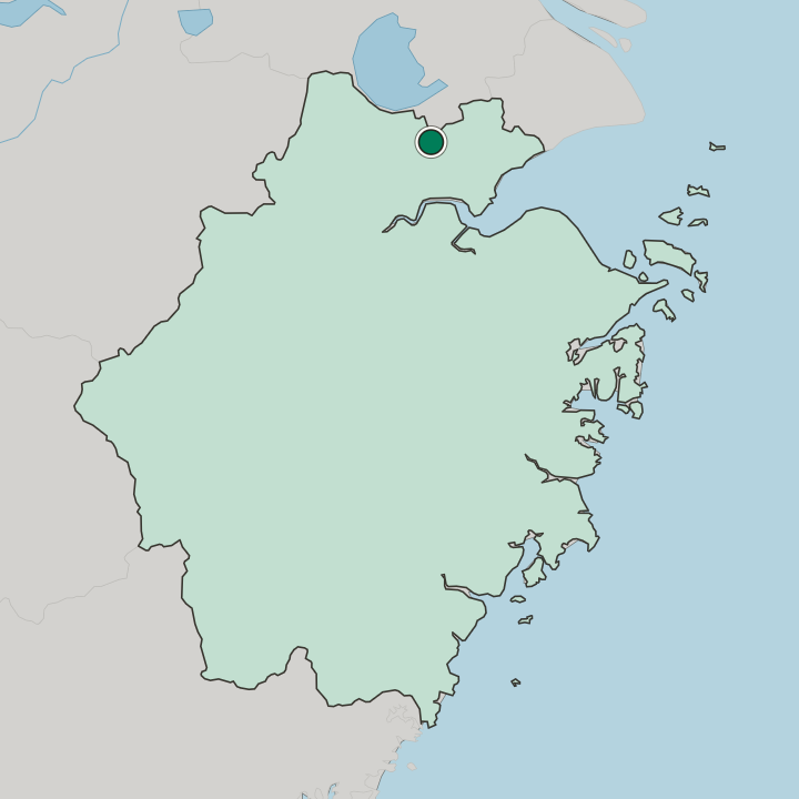 Map showing Wuzhen — In Zhejiang