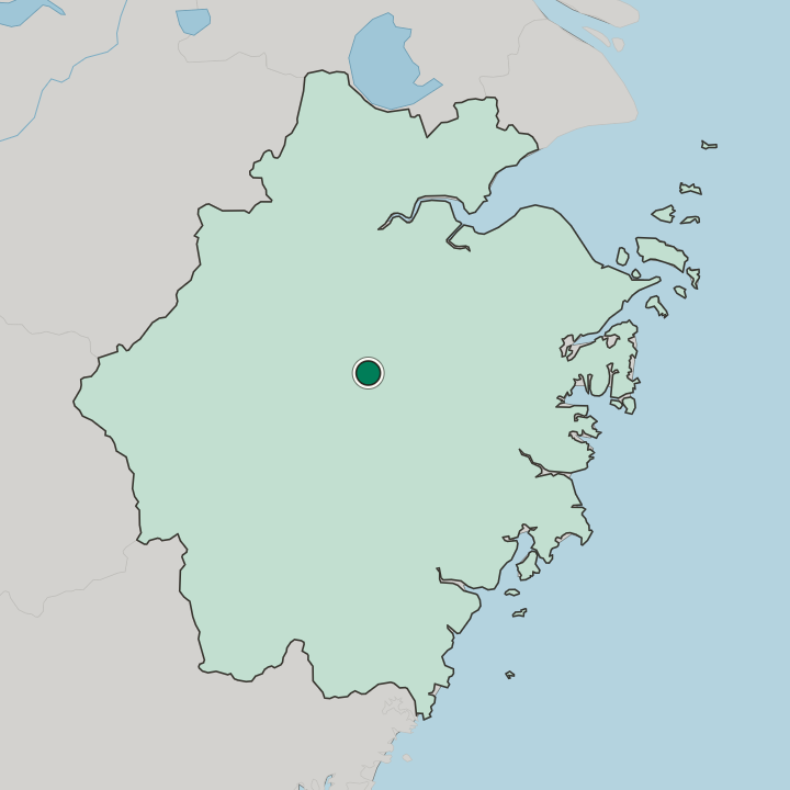 Map showing Yiwu — In Zhejiang