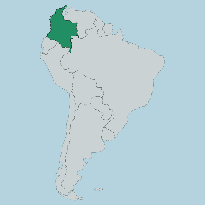 Map showing Colombia — In South America