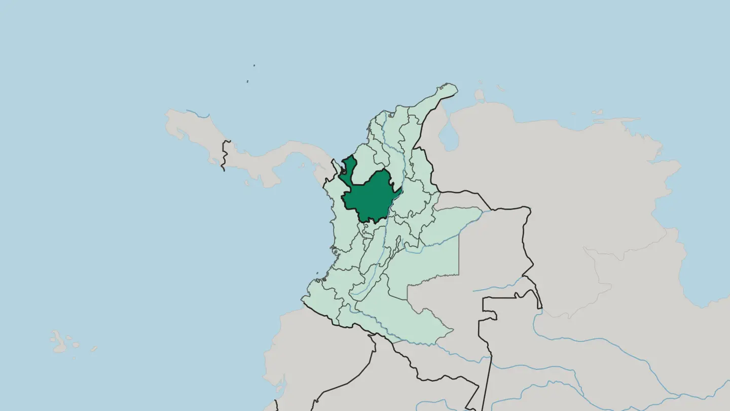 Map of Departamento de Antioquia in Colombia