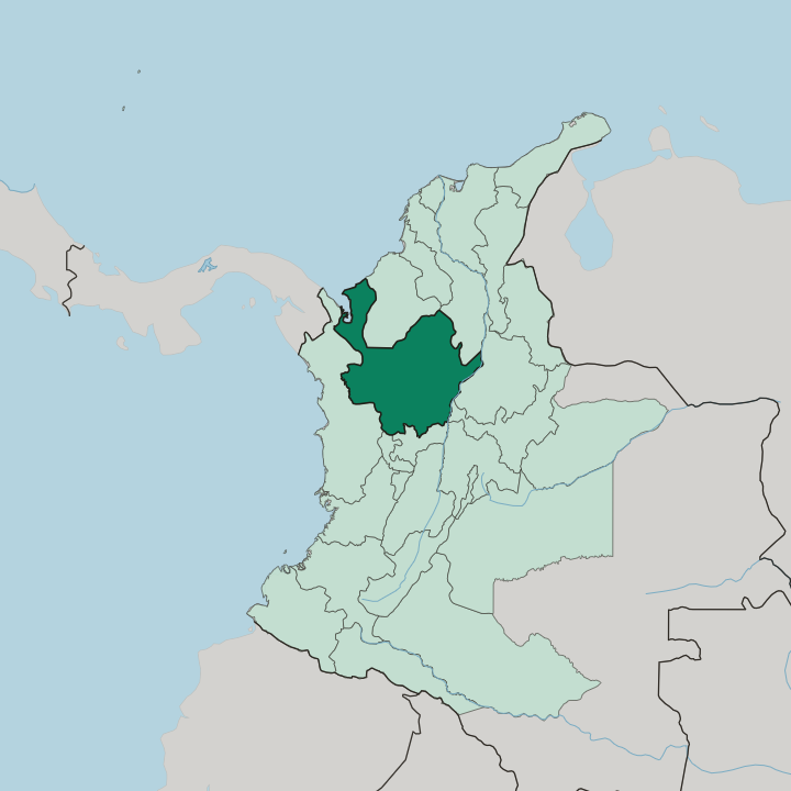 Map showing Departamento de Antioquia — In Colombia