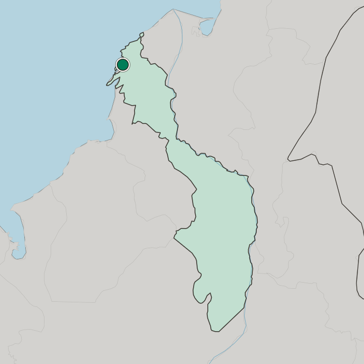 Map showing El Cabrero — In Departamento de Bolívar