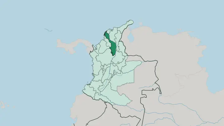 Map of Departamento de Bolívar in Colombia