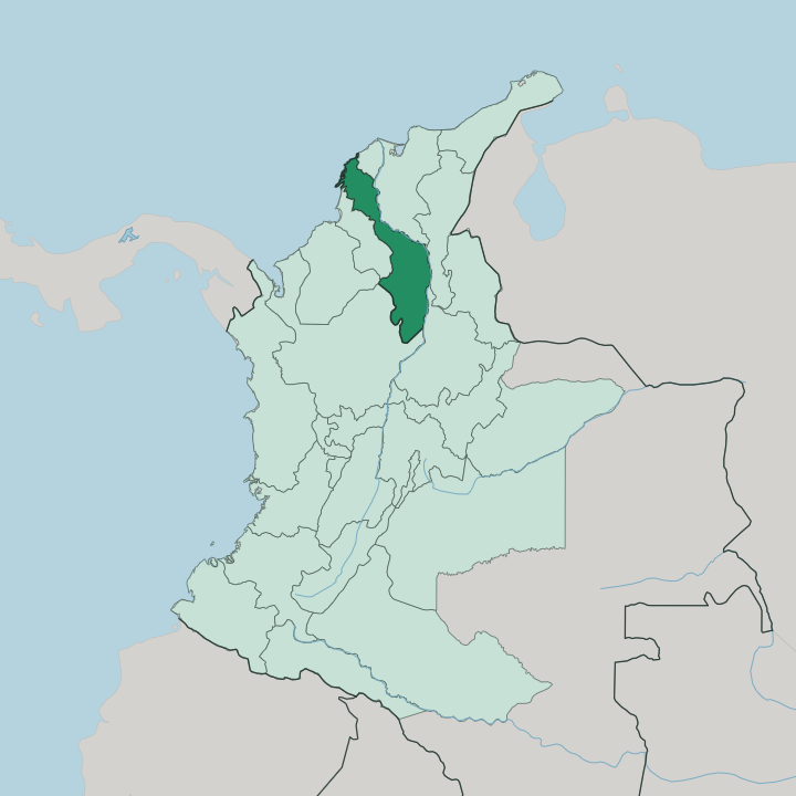 Map showing Departamento de Bolívar — In Colombia
