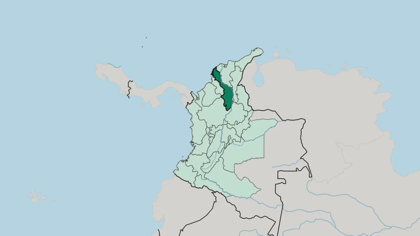 Map of Departamento de Bolívar in Colombia