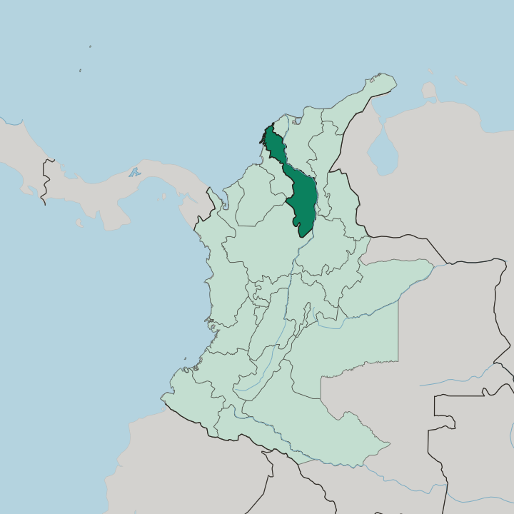 Map showing Departamento de Bolívar — In Colombia