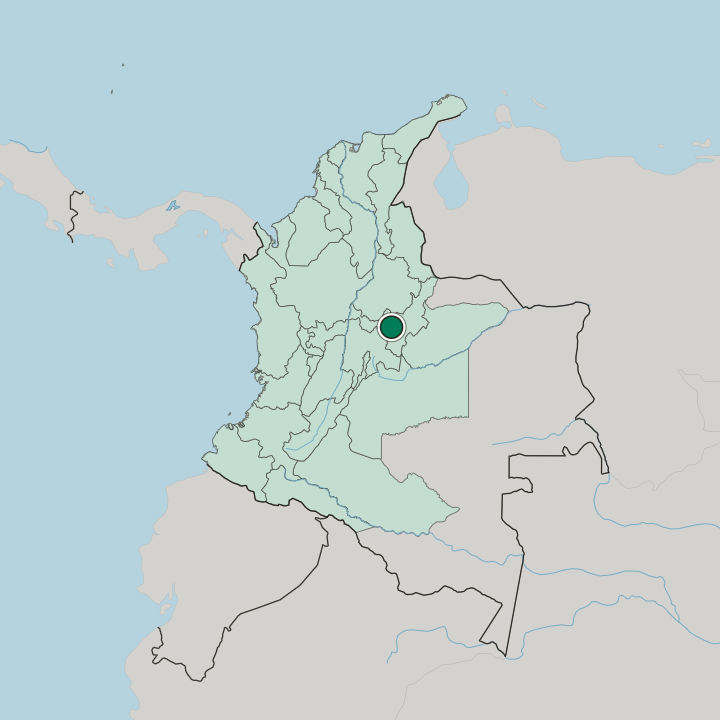 Map showing Tunja — In Colombia