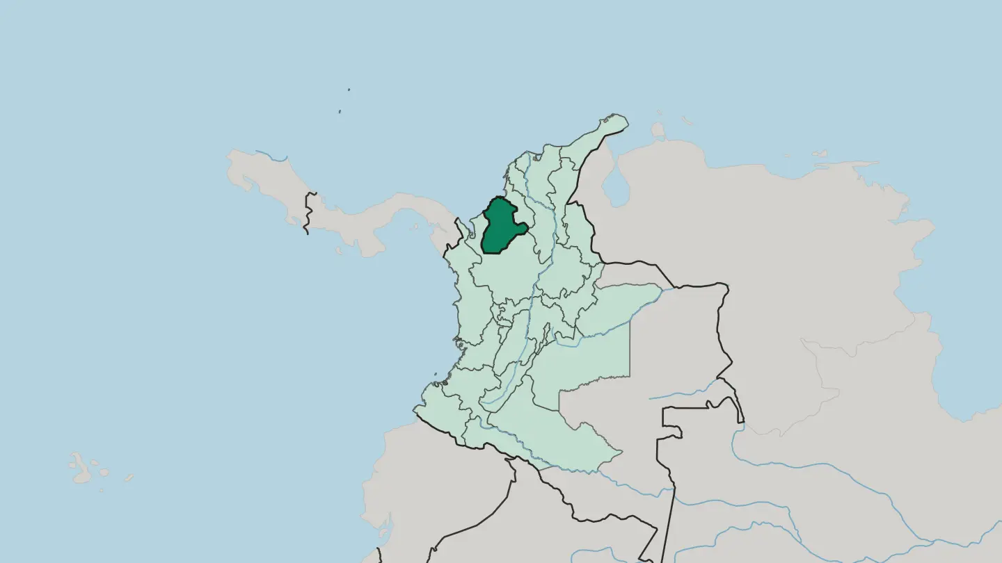 Map of Departamento de Córdoba in Colombia