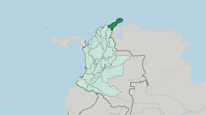 Map of Departamento de La Guajira in Colombia