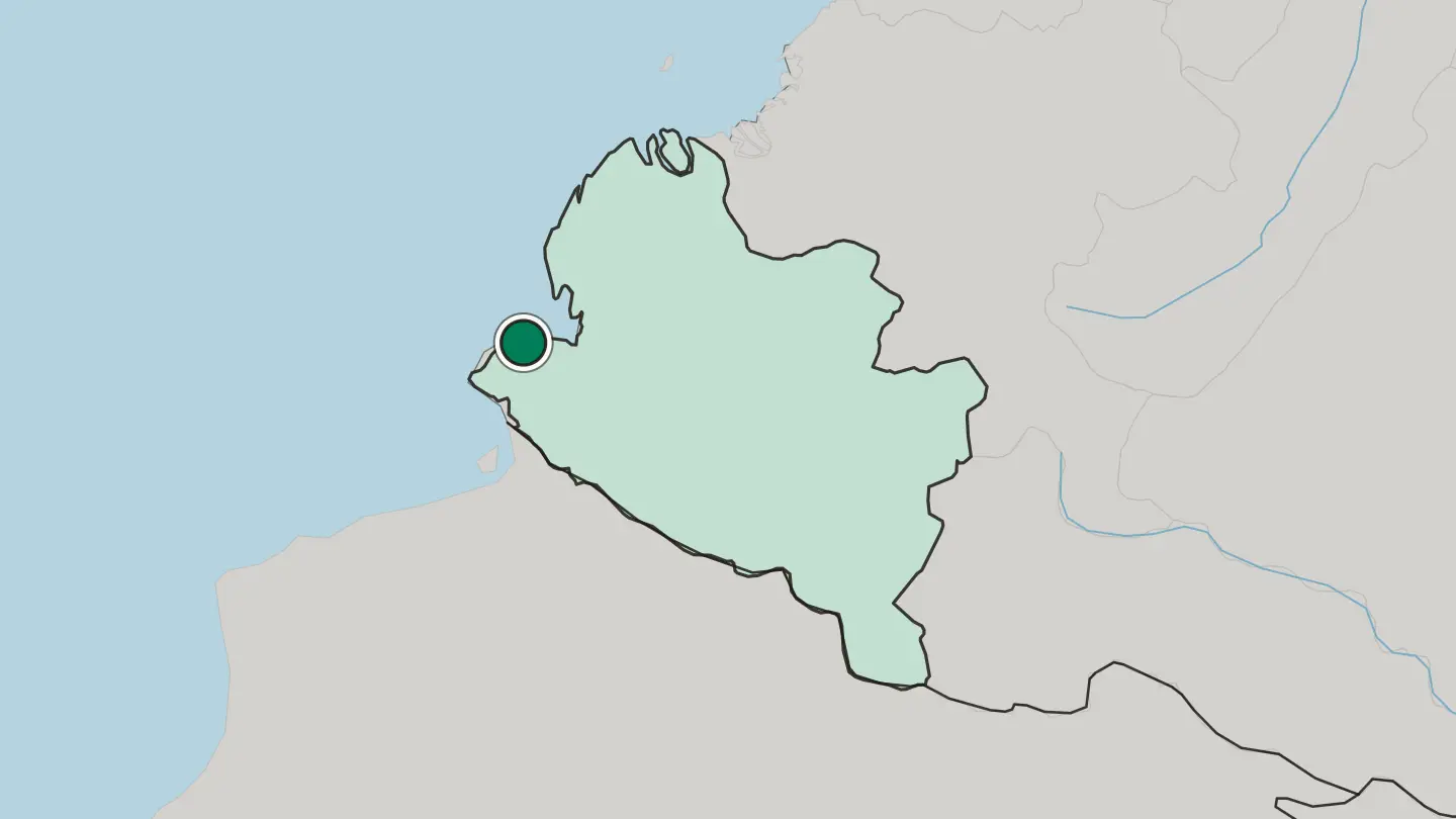 Map of Tumaco in Colombia