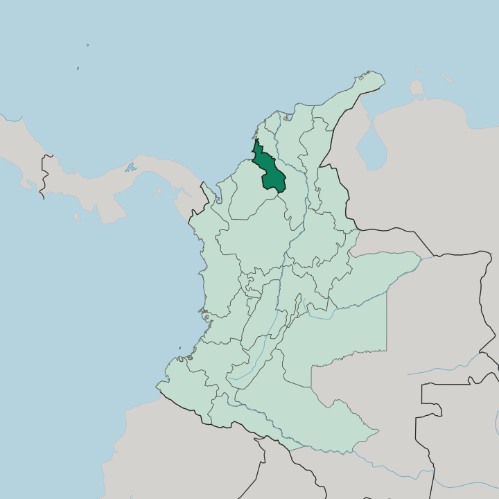 Map showing Departamento de Sucre — In Colombia