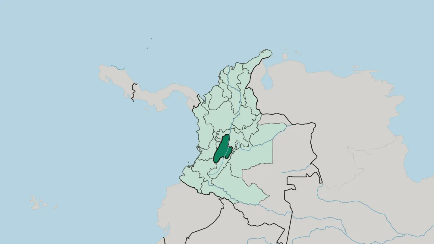 Map of Departamento de Tolima in Colombia