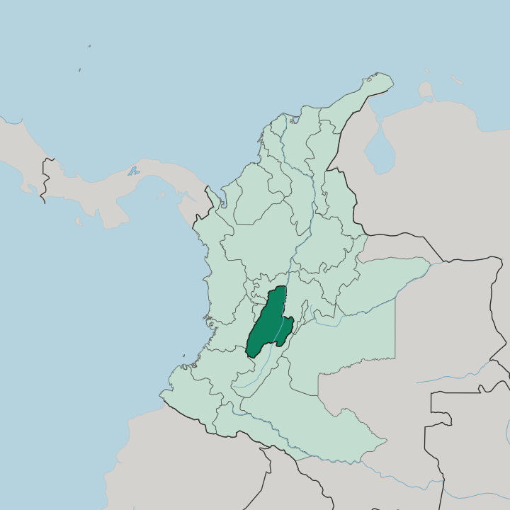 Map showing Departamento de Tolima — In Colombia