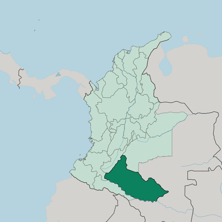 Map showing Departamento del Caquetá — In Colombia