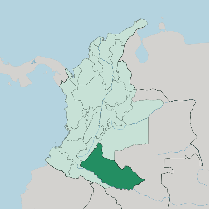 Map showing Departamento del Caquetá — In Colombia