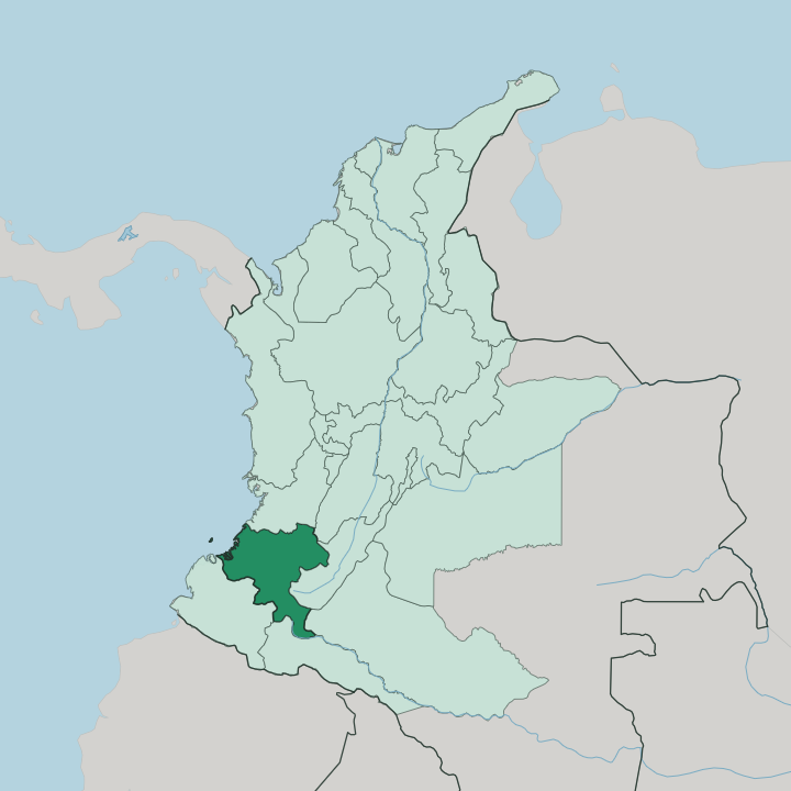 Map showing Departamento del Cauca — In Colombia