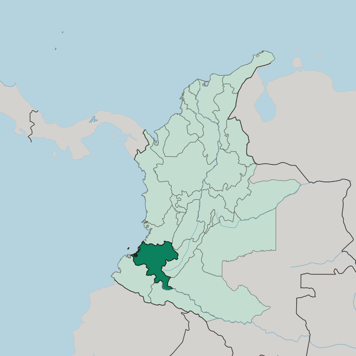 Map showing Departamento del Cauca — In Colombia