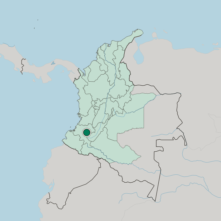 Map showing Popayán — In Colombia