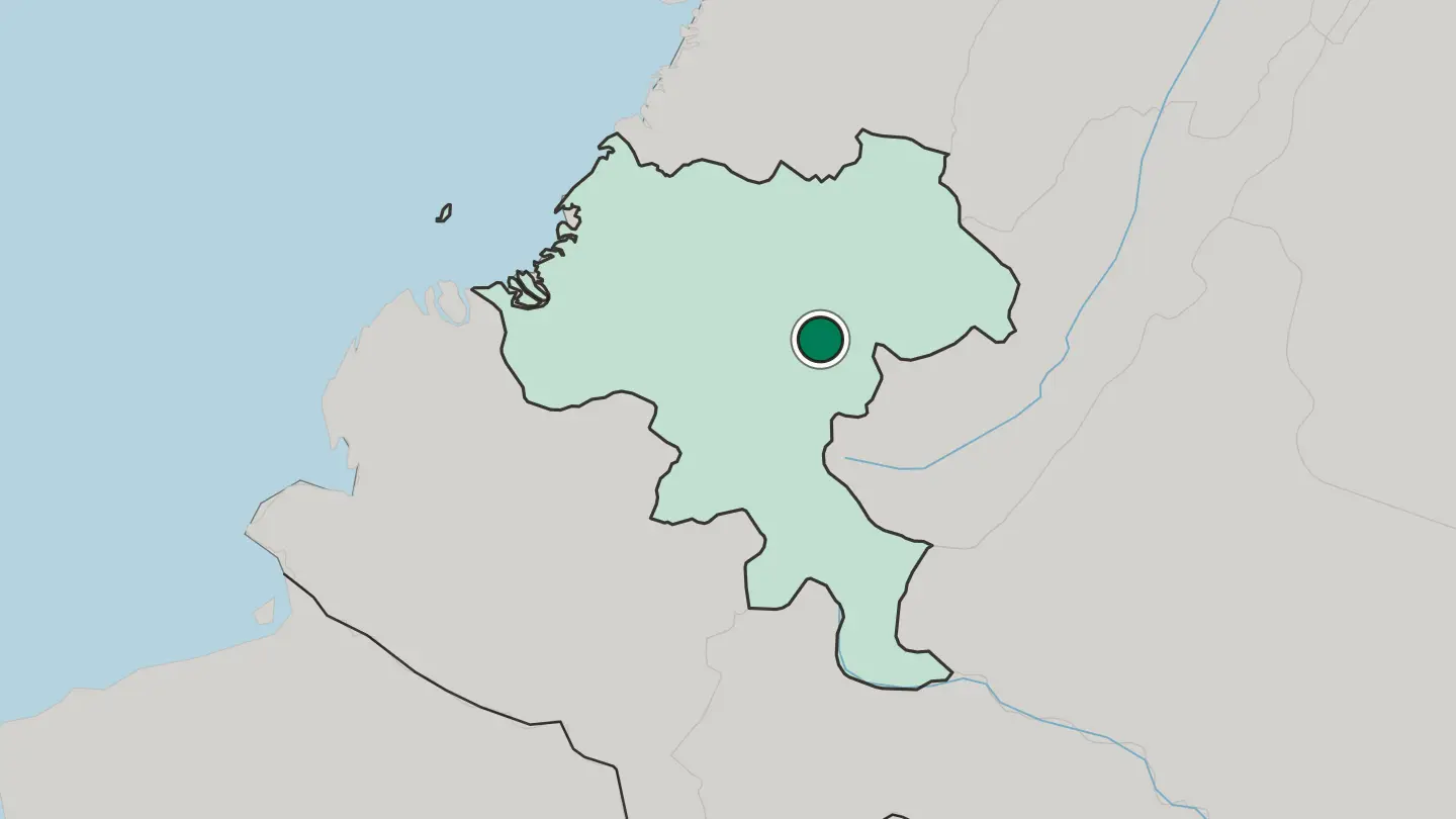 Map of Popayán in Colombia