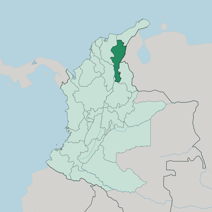 Map showing Departamento del Cesar — In Colombia